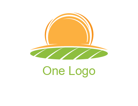 farm field with rising sun logo