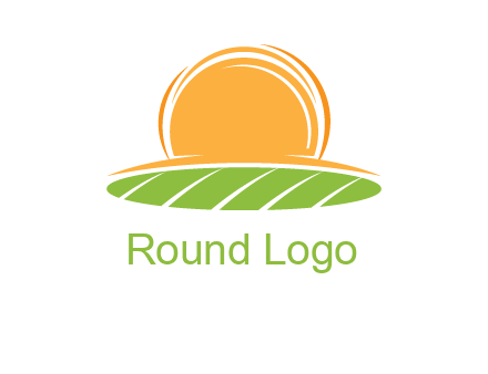 farm field with rising sun logo