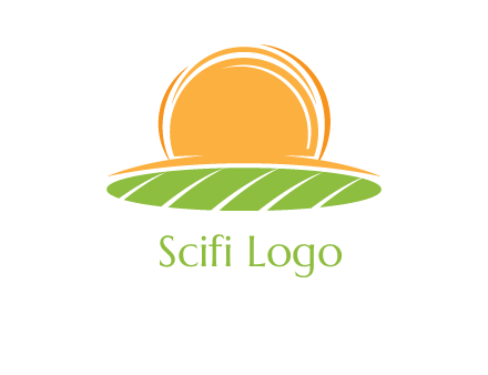farm field with rising sun logo