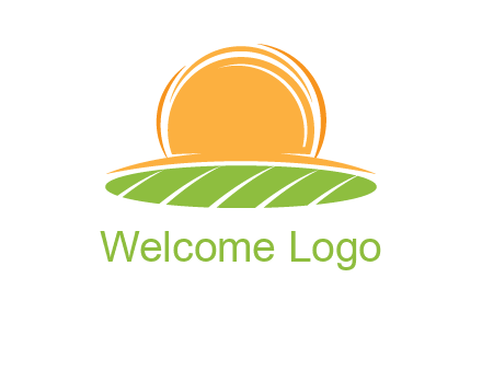 farm field with rising sun logo