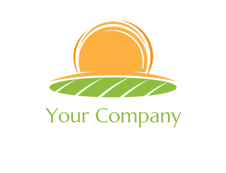 farm field with rising sun logo