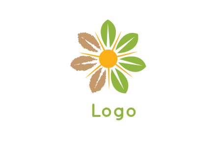 sunshine mixed with leaves forming flower logo