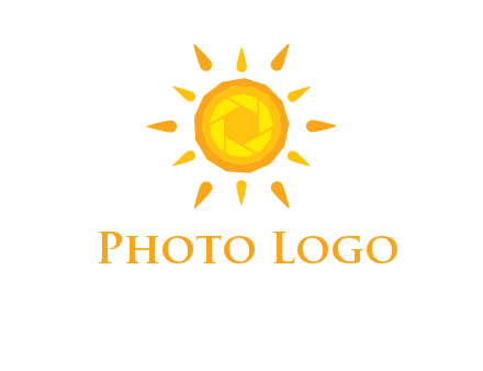 camera shutter inside abstract sun logo