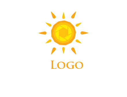 camera shutter inside abstract sun logo