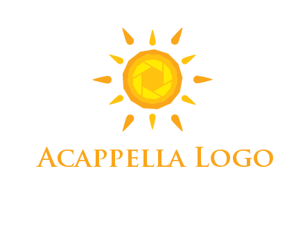 camera shutter inside abstract sun logo
