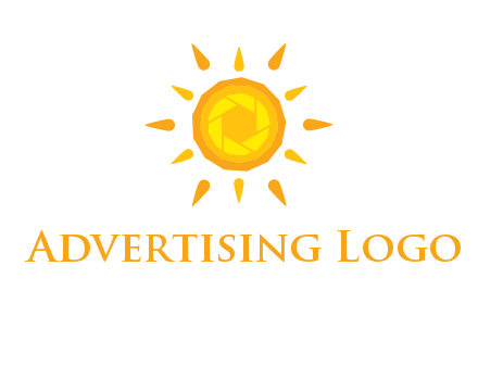 camera shutter inside abstract sun logo
