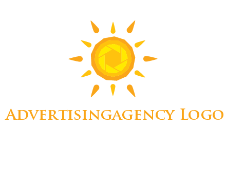 camera shutter inside abstract sun logo