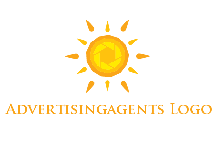 camera shutter inside abstract sun logo