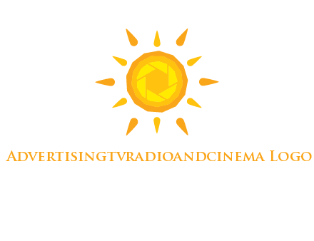 camera shutter inside abstract sun logo