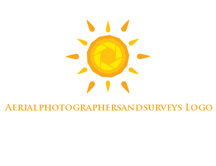 camera shutter inside abstract sun logo