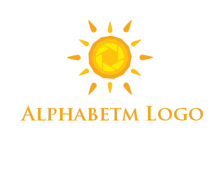 camera shutter inside abstract sun logo