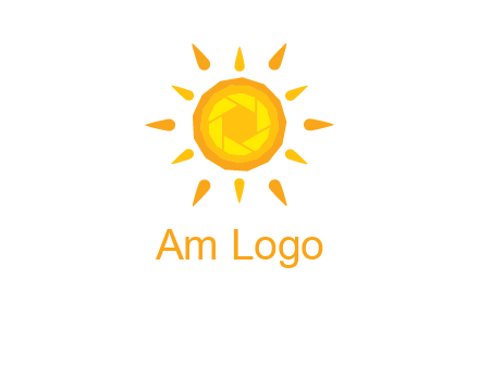 camera shutter inside abstract sun logo
