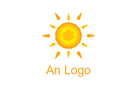 camera shutter inside abstract sun logo