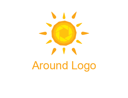 camera shutter inside abstract sun logo