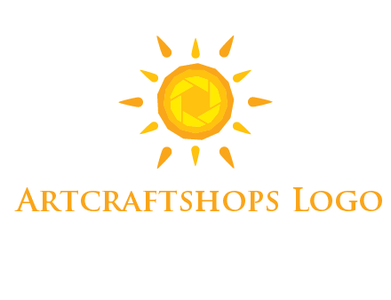 camera shutter inside abstract sun logo