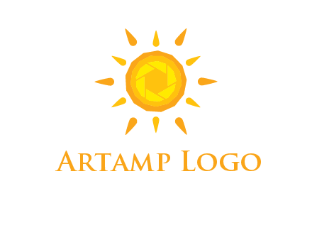 camera shutter inside abstract sun logo