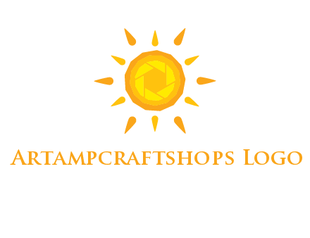camera shutter inside abstract sun logo