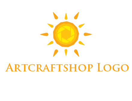 camera shutter inside abstract sun logo