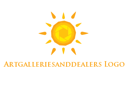 camera shutter inside abstract sun logo
