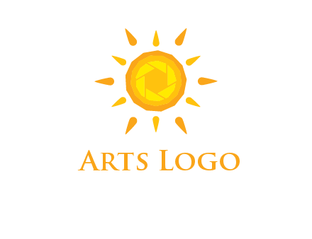 camera shutter inside abstract sun logo