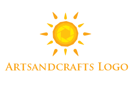 camera shutter inside abstract sun logo