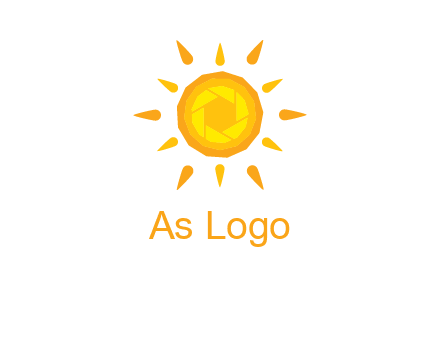 camera shutter inside abstract sun logo