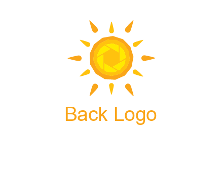 camera shutter inside abstract sun logo