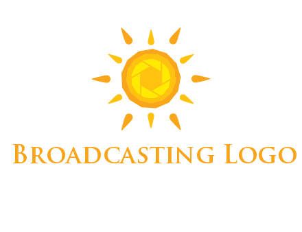 camera shutter inside abstract sun logo