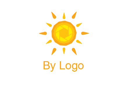 camera shutter inside abstract sun logo