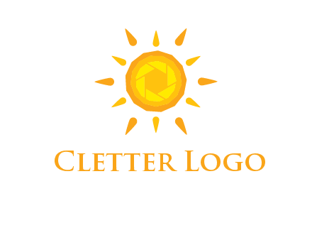camera shutter inside abstract sun logo