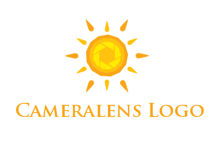 camera shutter inside abstract sun logo