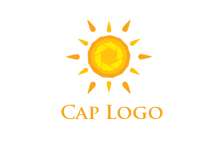 camera shutter inside abstract sun logo