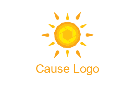 camera shutter inside abstract sun logo