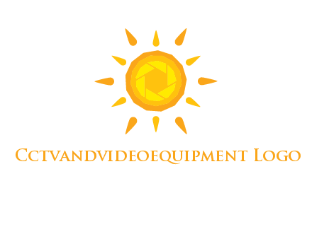 camera shutter inside abstract sun logo