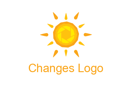 camera shutter inside abstract sun logo