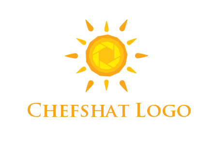 camera shutter inside abstract sun logo