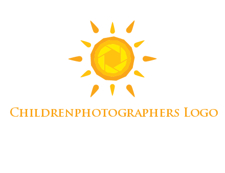 camera shutter inside abstract sun logo