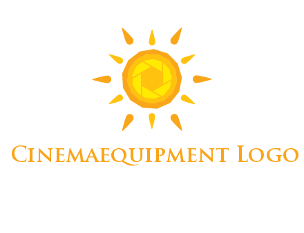 camera shutter inside abstract sun logo