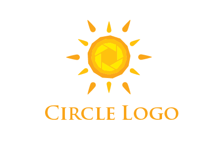 camera shutter inside abstract sun logo