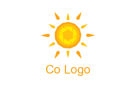 camera shutter inside abstract sun logo