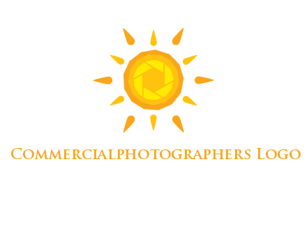 camera shutter inside abstract sun logo