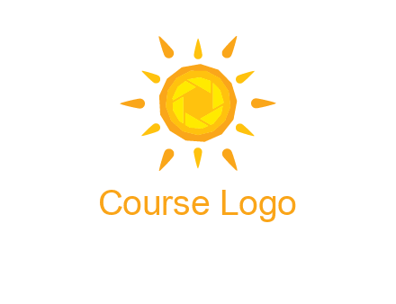 camera shutter inside abstract sun logo