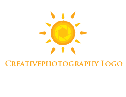 camera shutter inside abstract sun logo