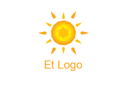 camera shutter inside abstract sun logo