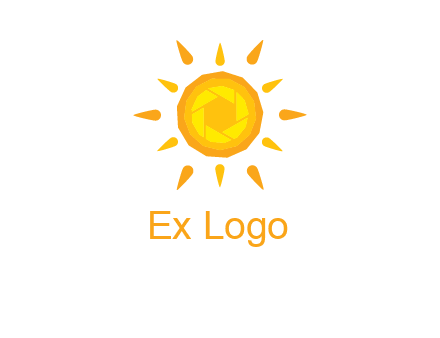 camera shutter inside abstract sun logo
