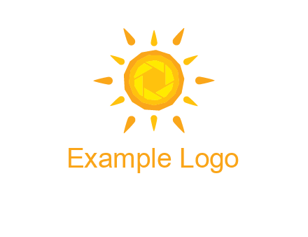 camera shutter inside abstract sun logo