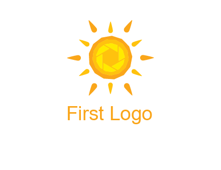 camera shutter inside abstract sun logo