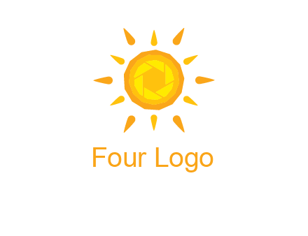 camera shutter inside abstract sun logo