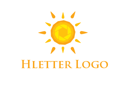 camera shutter inside abstract sun logo