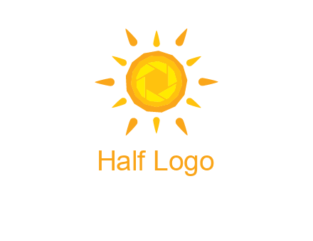 camera shutter inside abstract sun logo